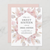 Budget Boho Sweet Sixteen Moderne Uitnodiging (Voorkant / Achterkant)