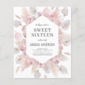 Budget Boho Sweet Sixteen Moderne Uitnodiging (Voorkant)