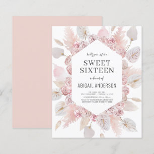 Budget Boho Sweet Sixteen Moderne Uitnodiging