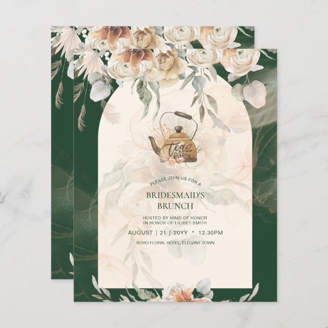 BUDGET Boho TEA PARTY Pampas Grass Vrijgezellenfee (Voorkant / Achterkant)