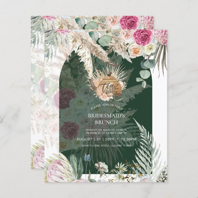 BUDGET Boho TEA PARTY Pampas Grass Vrijgezellenfee (Voorkant / Achterkant)