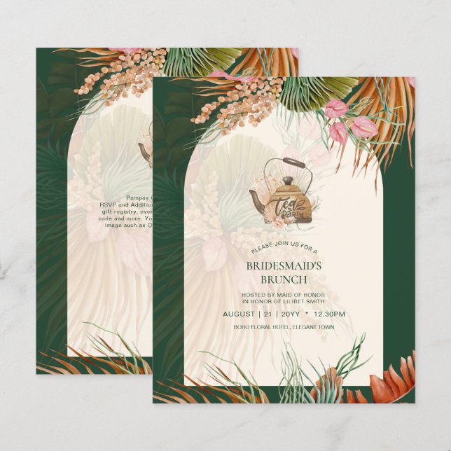 BUDGET Boho TEA PARTY Pampas Grass Vrijgezellenfee (Voorkant / Achterkant)