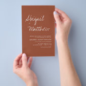 Budget Boho Terra Cotta Eenvoudige huwelijksuitnod Flyer (Hand)
