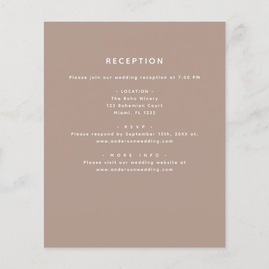 Budget Boho Terracotta Alles in één bruiloft (Achterkant)