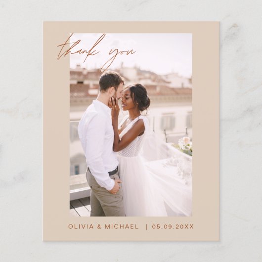 Budget Boho Terracotta Bruiloft Dank u Kaarten (Voorkant)