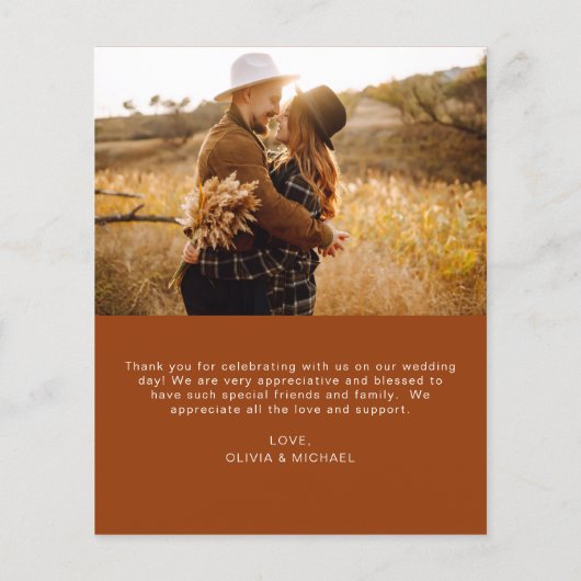 Budget Boho Terracotta Bruiloft Dank u Kaarten (Achterkant)