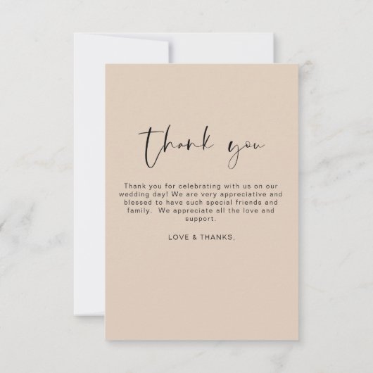 Budget Boho Terracotta Bruiloft Dank u Kaarten (Achterkant)