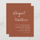 Budget Boho Terracotta Eenvoudige huwelijksuitnodi (Voorkant / Achterkant)