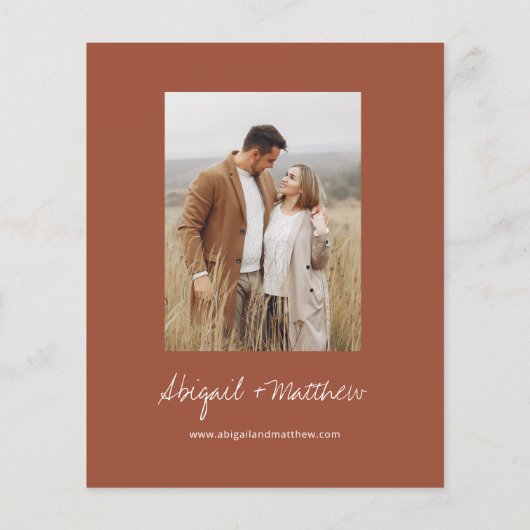 Budget Boho Terracotta Eenvoudige huwelijksuitnodi (Achterkant)