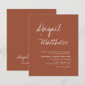 Budget Boho Terracotta Eenvoudige huwelijksuitnodi (Voorkant / Achterkant)