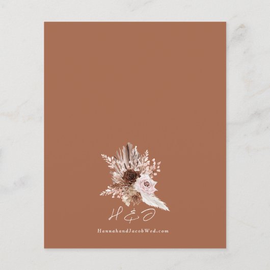 Budget Boho Terracotta Floral Wedding Uitnodiging (Achterkant)