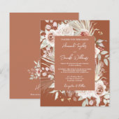 Budget Boho Terracotta Floral Wedding Uitnodiging (Voorkant / Achterkant)