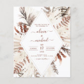 Budget Boho Terracotta Foto Pampas Gras Bruiloft Flyer (Voorkant)