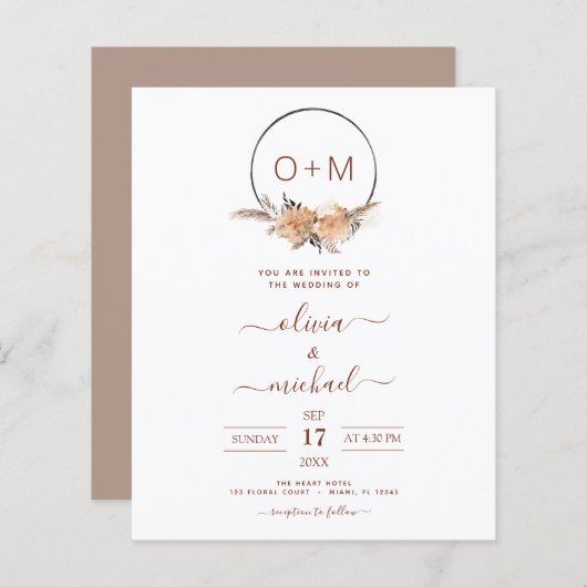 Budget Boho Terracotta Monogram Wedding (Voorkant / Achterkant)