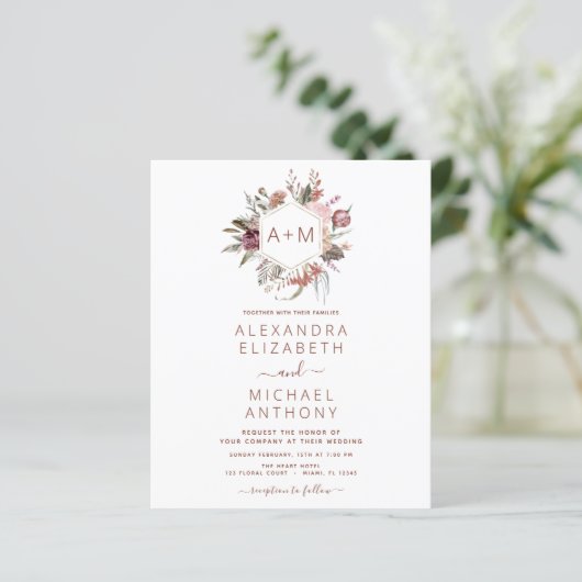 Budget Boho Terracotta Monogram Wedding (Staand voorkant)