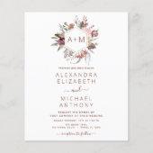 Budget Boho Terracotta Monogram Wedding Flyer (Voorkant)