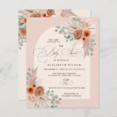 Budget Boho Terracotta Pampas Baby shower Invite (Voorkant / Achterkant)