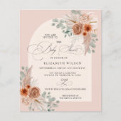Budget Boho Terracotta Pampas Baby shower Invite (Voorkant)