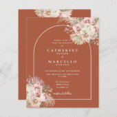 Budget Boho Terracotta Pampas Gras Bruiloft  (Voorkant / Achterkant)