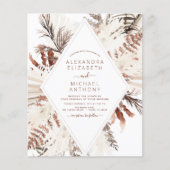 Budget Boho Terracotta Pampas Grass Beige Wedding Flyer (Voorkant)