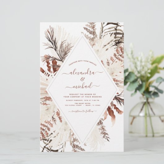 Budget Boho Terracotta Pampas Grass Wedding (Staand voorkant)