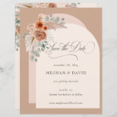 Budget Boho Terracotta Pampas Save the Date (Voorkant / Achterkant)