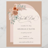 Budget Boho Terracotta Pampas Save the Date (Voorkant)