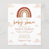 Budget Boho Terracotta Rainbow Clouds Baby shower (Voorkant)