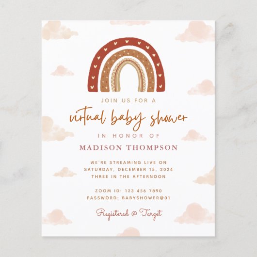 Budget Boho Terracotta Rainbow Virtual Baby shower (Voorkant)