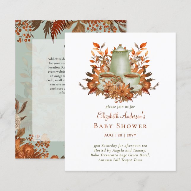 Budget Boho Terracotta Sage Tea Party ELK EVENEMEN (Voorkant / Achterkant)