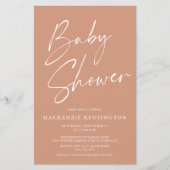 Budget Boho Terracotta Script Baby shower FLYER (Voorkant)