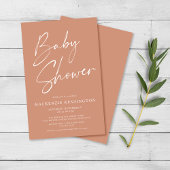 Budget Boho Terracotta Script Baby shower FLYER