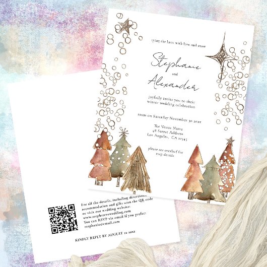 Budget Boho Trees Sterren QR Code Kerst Bruiloft