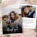 Budget Boho Typografie 2 Foto Bruiloft Dank u<br><div class="desc">Budget Modern Boho Heart Typografie 2 (twee) Foto Bruiloft Dank u Papier. Stijlvolle moderne bruiloft dank u sjabloon met een volledige verticale foto op de voorkant met overlay tekst "Thank You" in een hand belettering kalligrafie swash tail font script met liefde hart motief in wit op het afbeelding. ***LET OP!...</div>