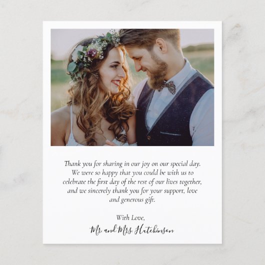 Budget Boho Typografie 2 Foto Bruiloft Dank u (Achterkant)