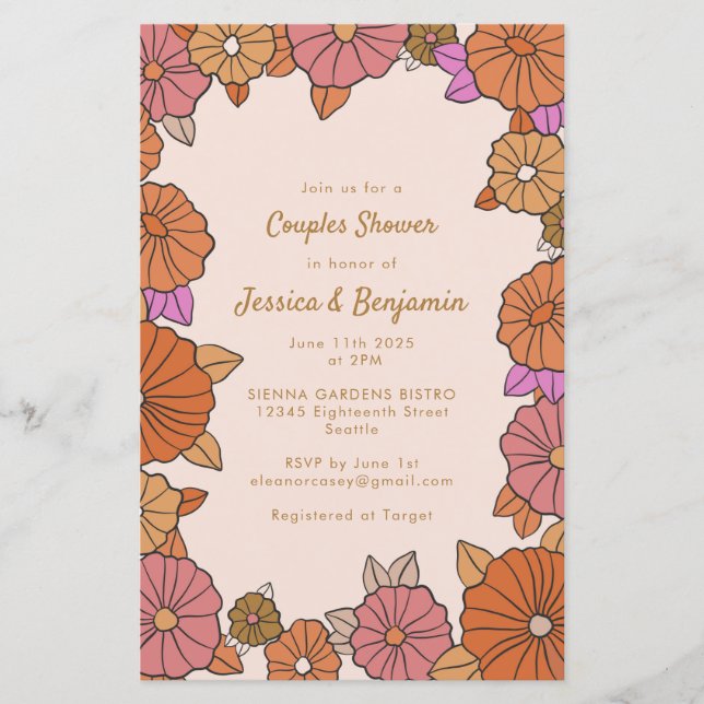 Budget Boho verbrand Oranje Floral Couples (Voorkant)