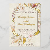 Budget Boho veren bruiloft Folie Uitnodiging (Voorkant)