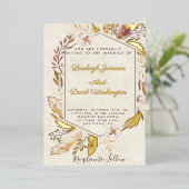 Budget Boho veren bruiloft Folie Uitnodiging (Staand Voorkant)