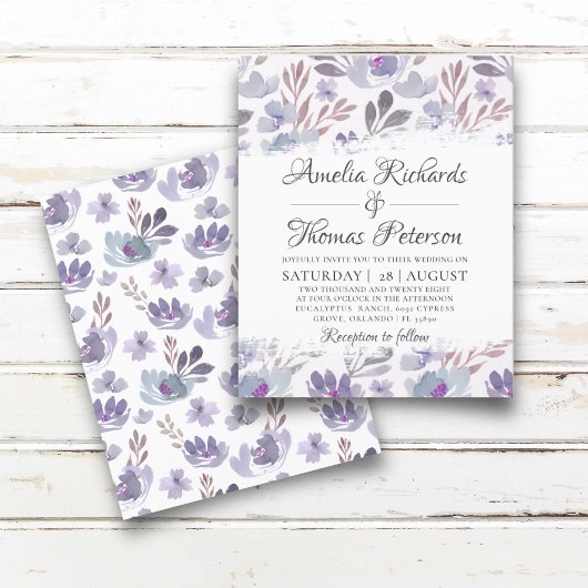 Budget Boho Watercolor Bloemen Bruiloft Uitnodigin
