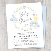 Budget Boho Waterverf Baby Boy Shower Uitnodiging