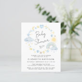 Budget Boho Waterverf Baby Boy Shower Uitnodiging (Staand voorkant)