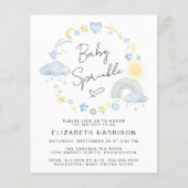 Budget Boho Waterverf Baby Boy Sprinkle nodigt uit (Voorkant)