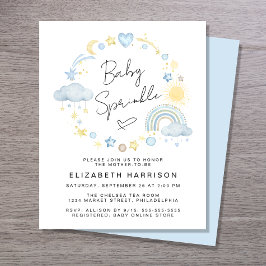 Budget Boho Waterverf Baby Boy Sprinkle nodigt uit