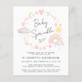 Budget Boho Waterverf Baby Girl Sprinkle Invite (Voorkant)