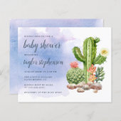 Budget Boho Waterverf Cactus Baby shower (Voorkant / Achterkant)