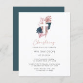 Budget Boho Waterverf Floral Christening Invite (Voorkant / Achterkant)