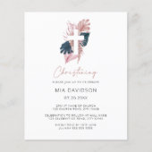Budget Boho Waterverf Floral Christening Invite (Voorkant)