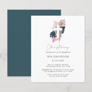 Budget Boho Waterverf Floral Christening Invite