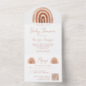 Budget Boho Waterverf Rainbow Baby shower All In One Uitnodiging (Binnen)