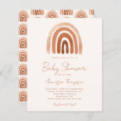 Budget Boho Waterverf Rainbow Baby shower Uitnodig (Voorkant / Achterkant)
